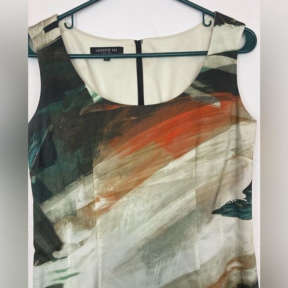 Lafayette 148 Modern Artistic Print Dress w/ back slit NWOT fully lined - Picture 5 of 11